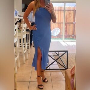 Elegant Blue Dress with Slit- Small
